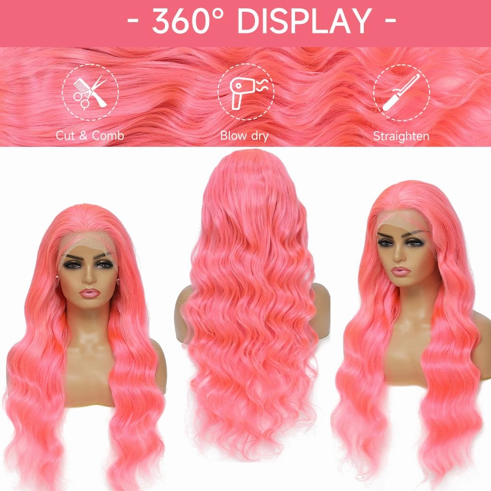 Pink Lace Front Wig Human Hair 13x4 Pink Human Hair Wig 200% Density Body Wave HD Lace Front Wigs Human Hair Pre Plucked Lace Frontal Colored Wigs 22 Inch