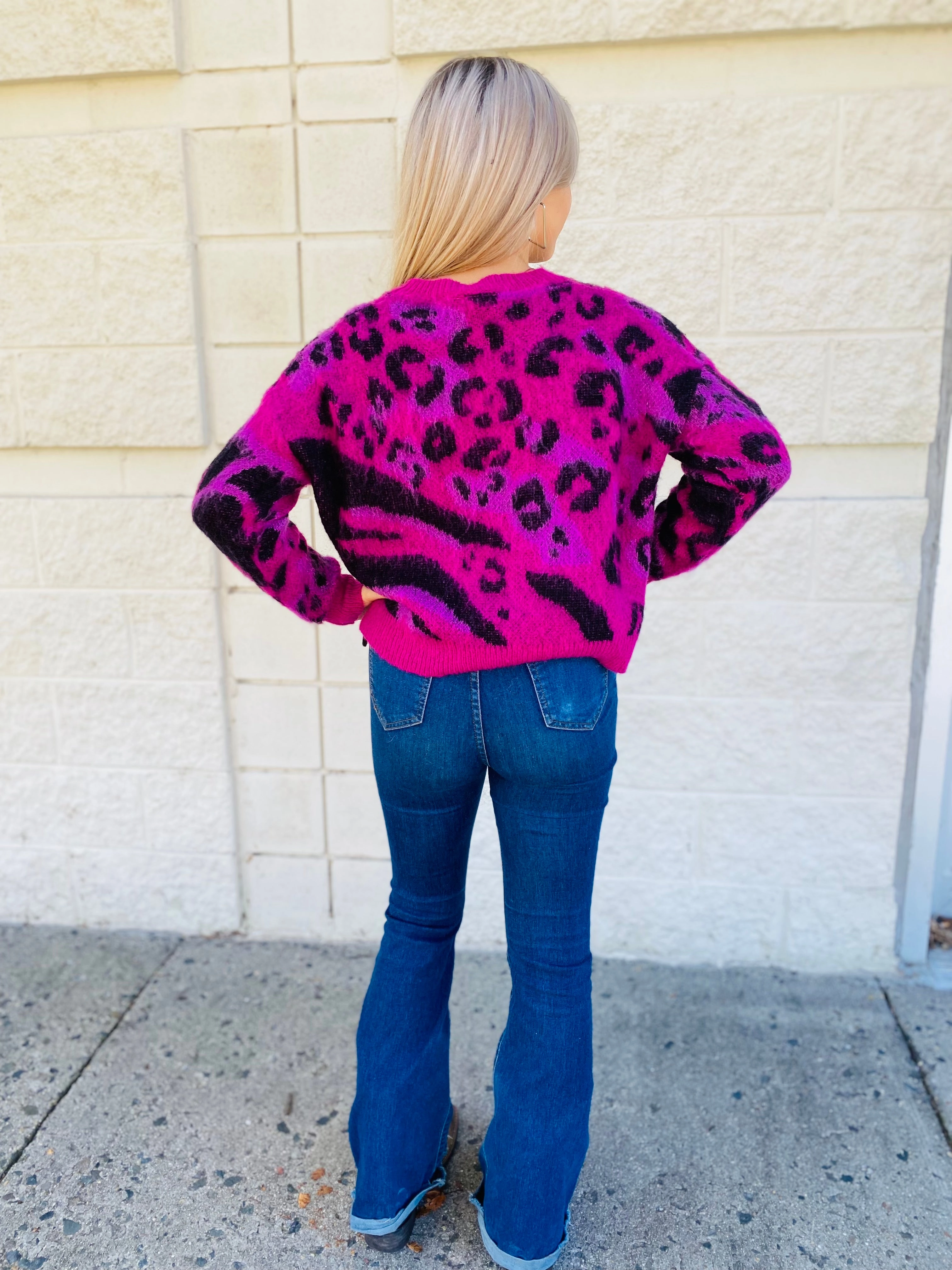 PINK LEOPARD PRINT SWEATER