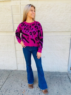 PINK LEOPARD PRINT SWEATER