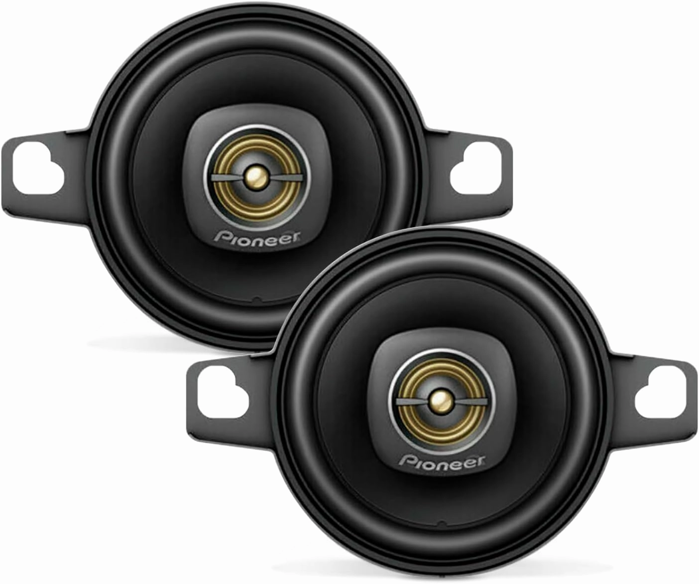 Pioneer TS-A709, 2-Way Coaxial Car Audio Speakers, Full Range, Clear Sound Quality, Easy Installation and Enhanced Bass Response, Black and Gold Colored 2.75” Round Speakers
