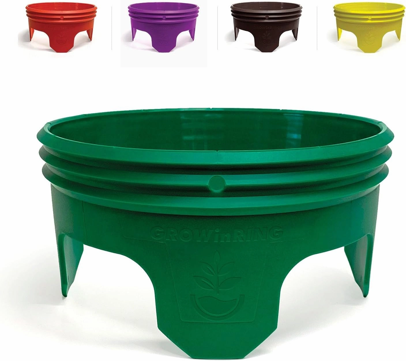 Planting Grow Rings, Round 7 inch, Perfect for Deep Watering Veggies Herbs and Flowers, Protection and Edging of Garden Plants, Green, Made in The USA - Pack of 6