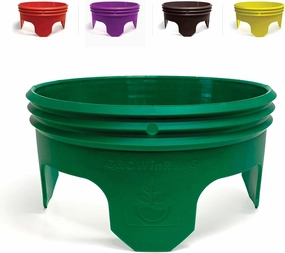 Planting Grow Rings, Round 7 inch, Perfect for Deep Watering Veggies Herbs and Flowers, Protection and Edging of Garden Plants, Green, Made in The USA - Pack of 6