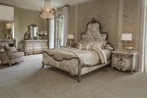 Platine de Royale Champagne Queen Panel Bed by Aico Amini