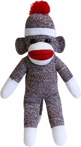 Plushland Adorable Sock Monkey, The Original Traditional Hand Knitted Stuffed Animal Toy Gift-for Kids, Babies, Teens, Girls and Boys Baby Doll Present Puppet (16'' Brown)