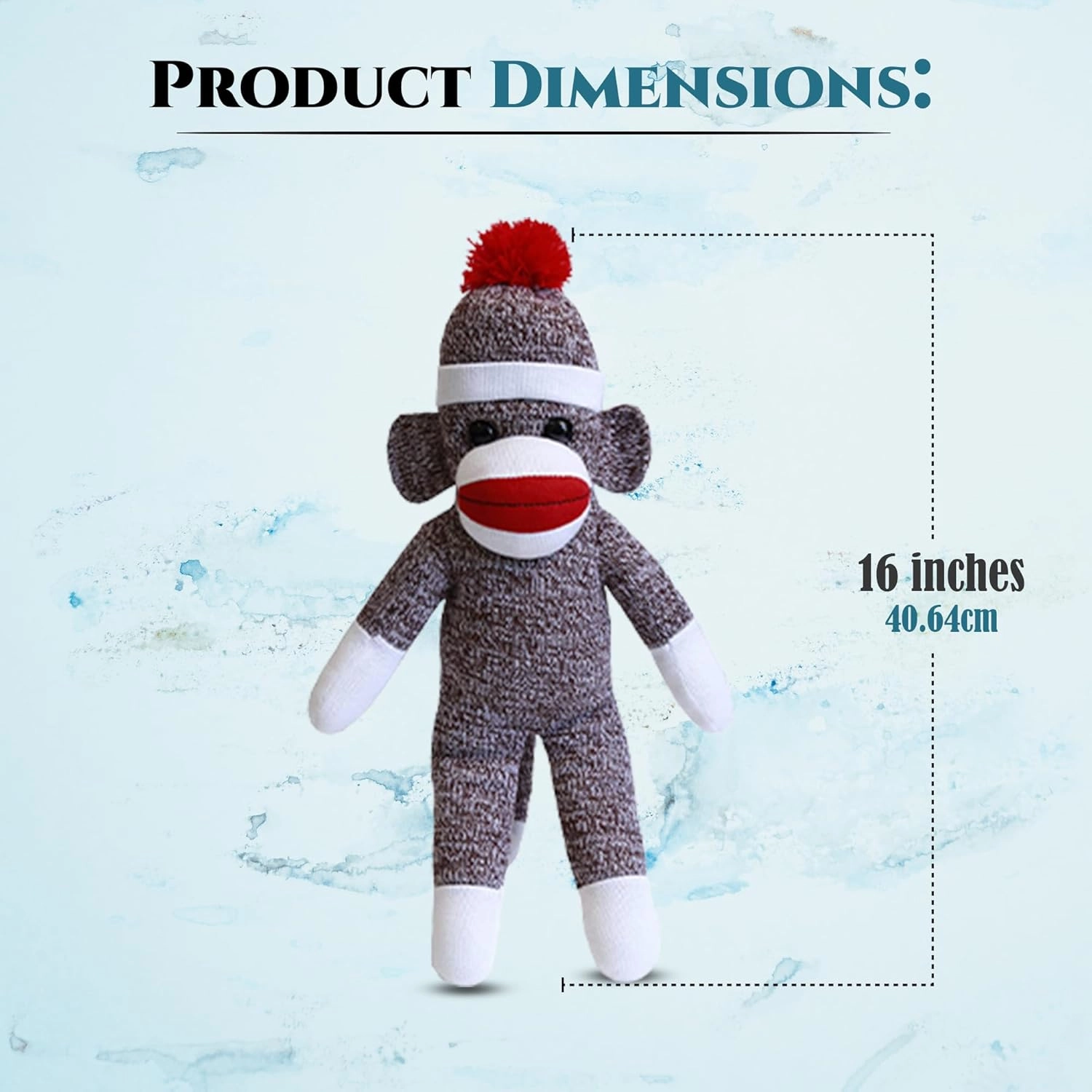 Plushland Adorable Sock Monkey, The Original Traditional Hand Knitted Stuffed Animal Toy Gift-for Kids, Babies, Teens, Girls and Boys Baby Doll Present Puppet (16'' Brown)