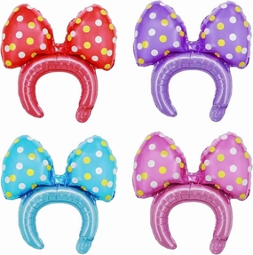 Polka Dot Bow Balloon Headbands, Red, Purple, Blue, Pink, Princess Party Favors(20 PCS Without Pump)