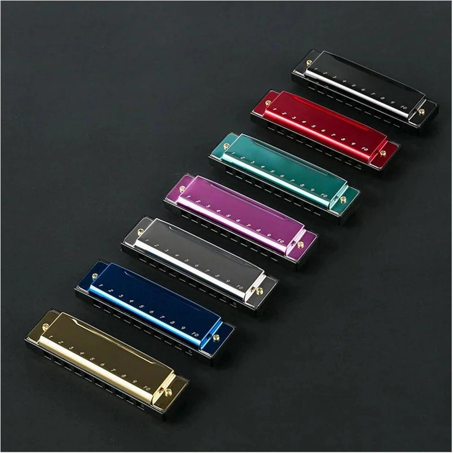 Polyphonic C Harmonica 24 hole Teaching Introduction Beginner Adult Blues(Gold)