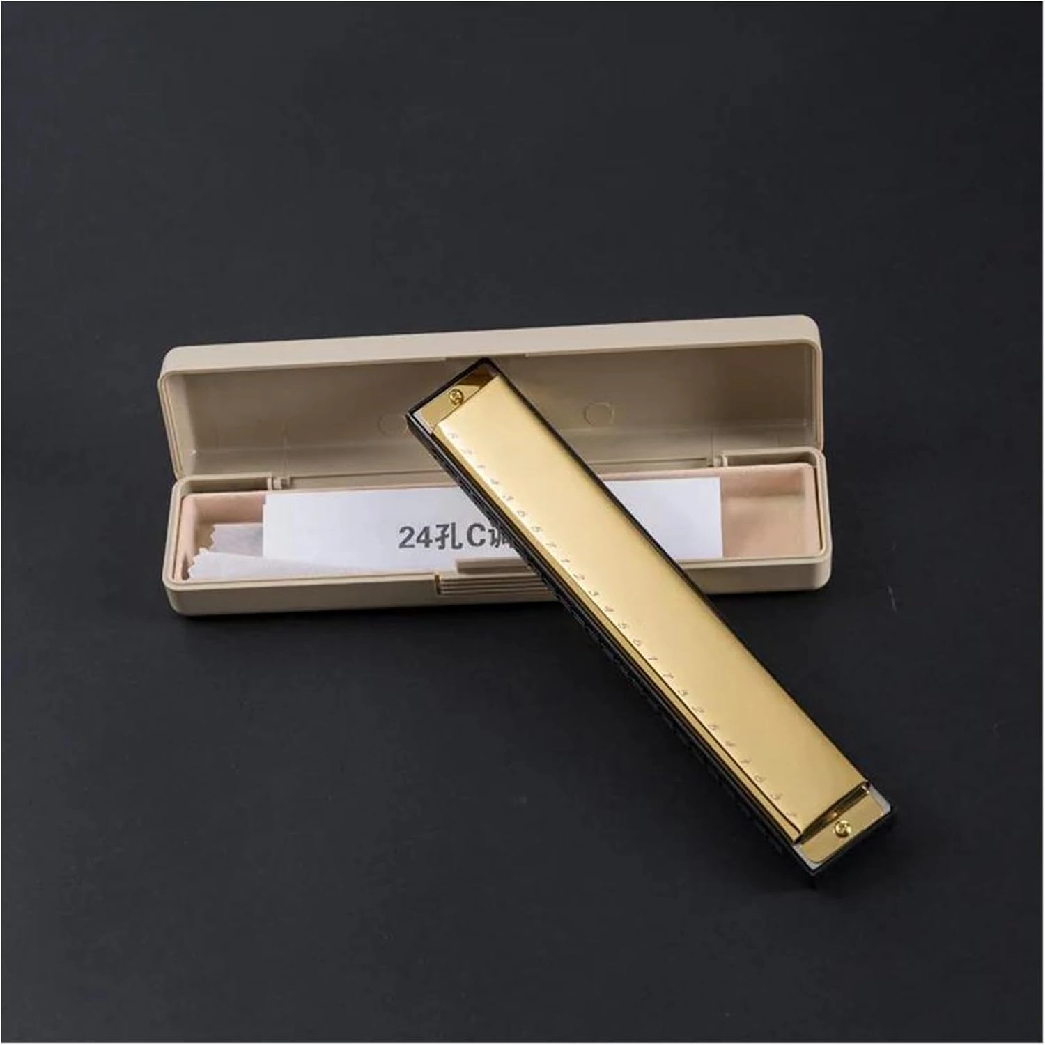 Polyphonic C Harmonica 24 hole Teaching Introduction Beginner Adult Blues(Gold)