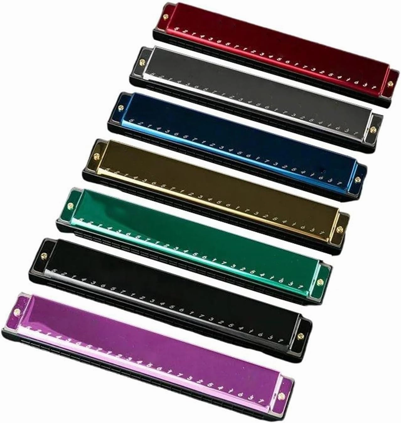 Polyphonic C Harmonica 24 hole Teaching Introduction Beginner Adult Blues(Gold)