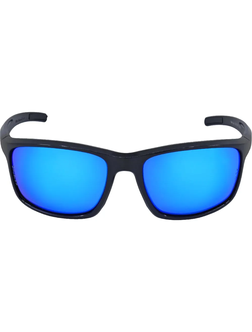 Pompano Blue Mirror Performance Fog Technology Lens, Shiny Black Frame Safety Glasses - BH2759PFT