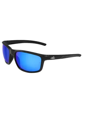 Pompano Blue Mirror Performance Fog Technology Lens, Shiny Black Frame Safety Glasses - BH2759PFT