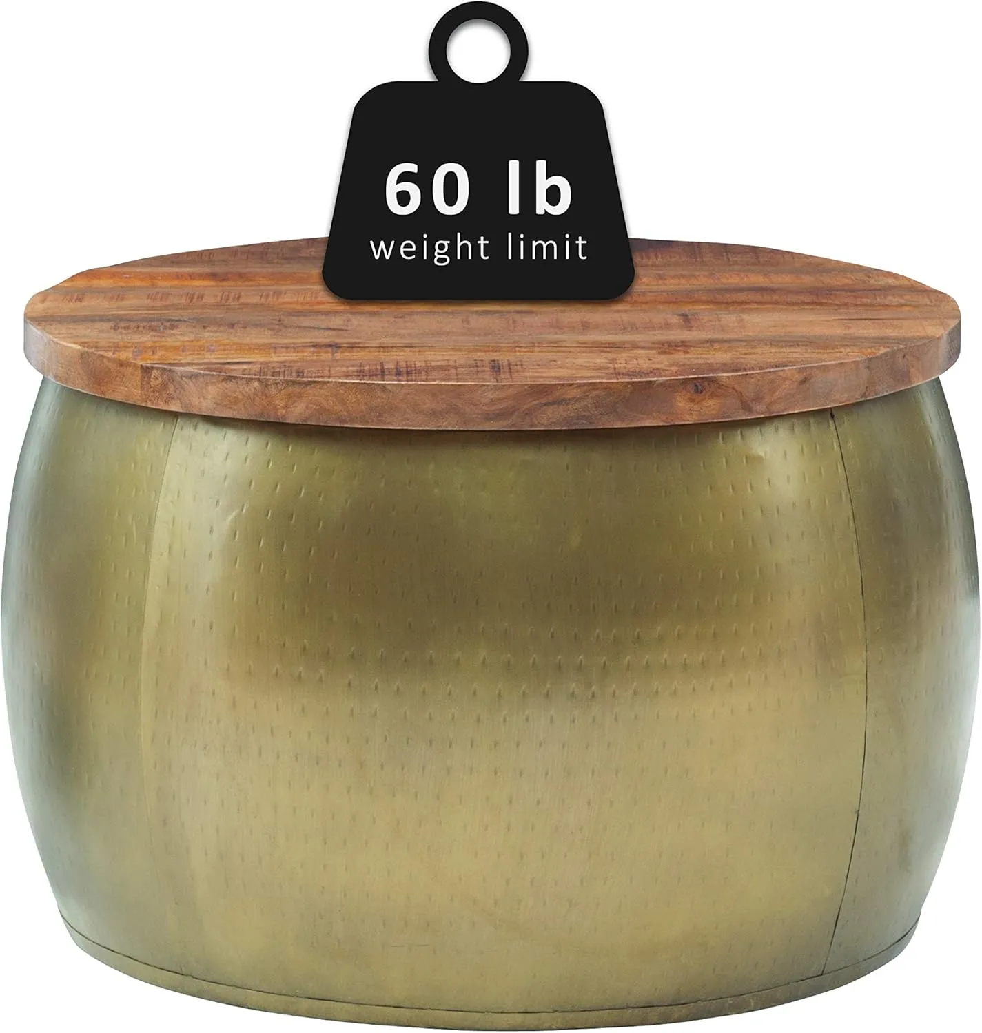 Powell Janice Large Gold Drum Table with Storage