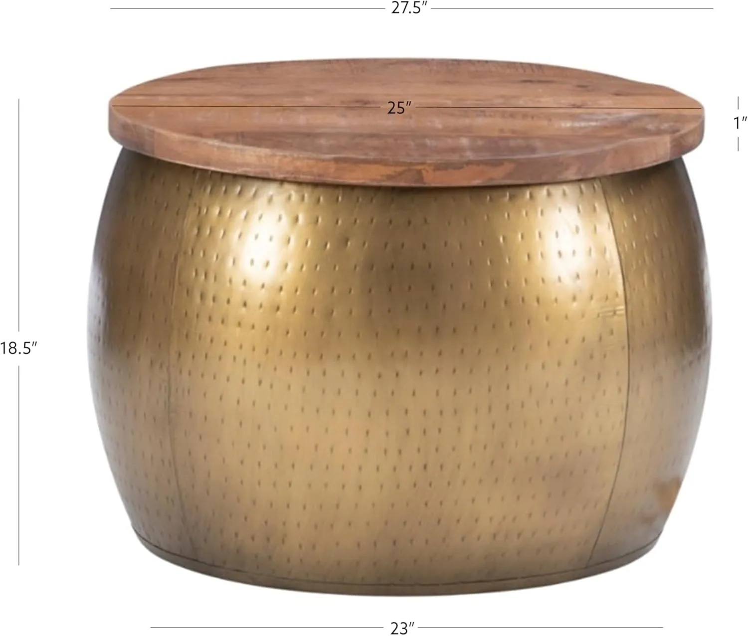 Powell Janice Large Gold Drum Table with Storage