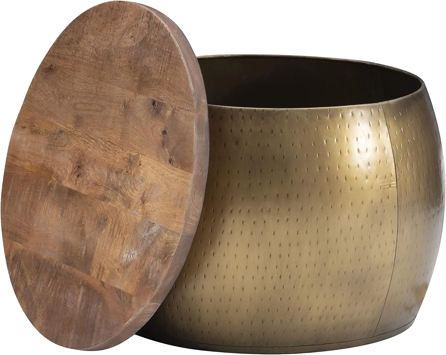 Powell Janice Large Gold Drum Table with Storage