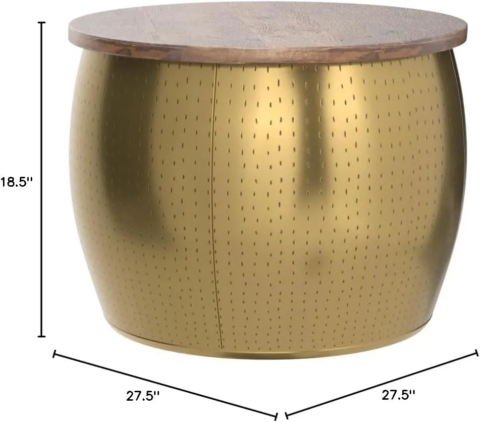Powell Janice Large Gold Drum Table with Storage
