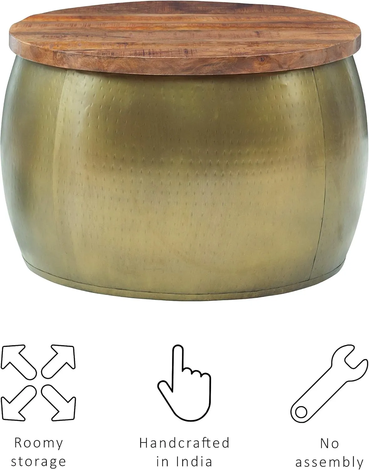 Powell Janice Large Gold Drum Table with Storage
