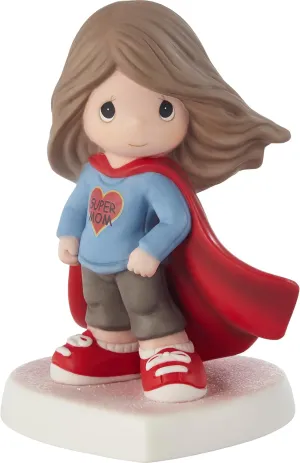 Precious Moments Superhero Mom Figurine - Brunette - Heartfelt Mother's Day Decorative Collectible