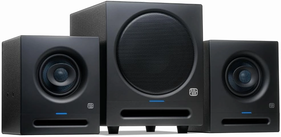 PreSonus Eris 2.1 Bluetooth Speaker System with Subwoofer — Eris Pro 4 Studio Monitor Pair & Eris Sub 8 BT for Home Studios and Professional Mix Rooms, Hi-Fi Audio Listening, Music Production