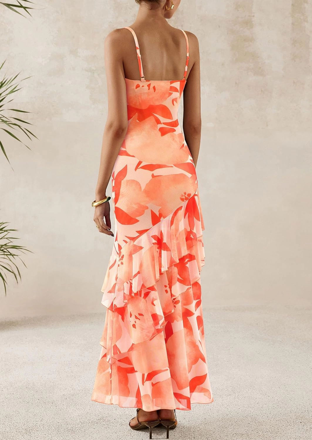PRETTYGARDEN Maxi Dresses for Women 2025 Summer Tiered Floral Beach Sundress Spaghetti Strap Wedding Guest Long Dress