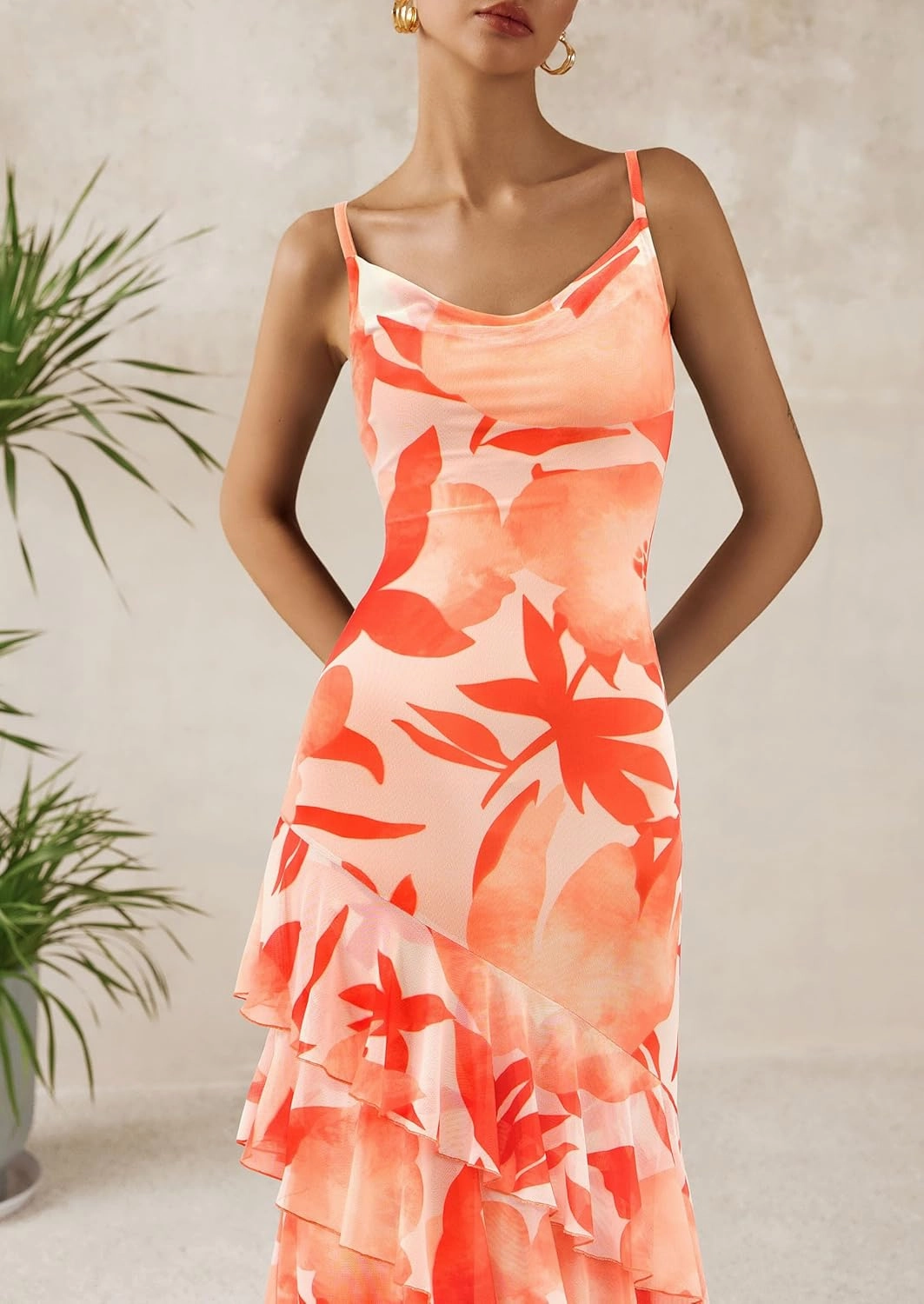 PRETTYGARDEN Maxi Dresses for Women 2025 Summer Tiered Floral Beach Sundress Spaghetti Strap Wedding Guest Long Dress