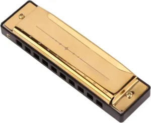 Professional 10 Hole C Tune Metal Harmonica Suitable For Adult Beginners(Gold)