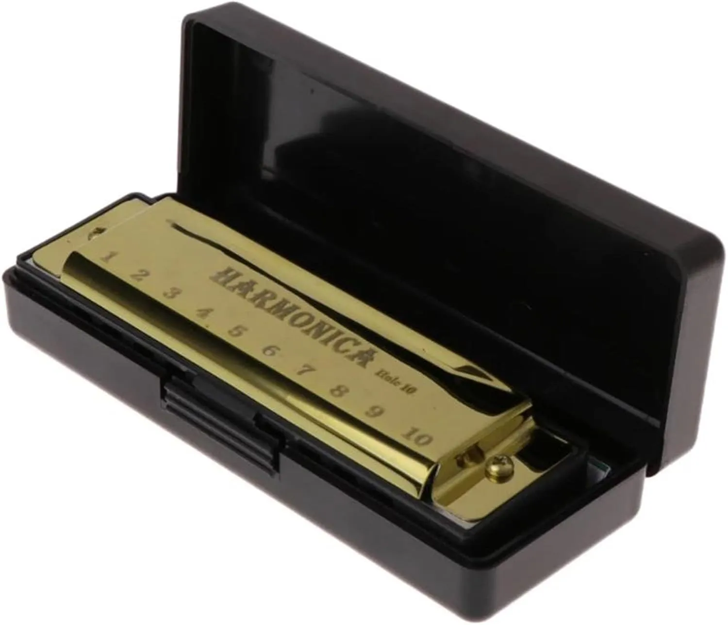 Professional 10 Holes Key Of C Blues Harmonica(Gold)
