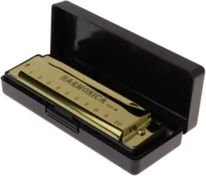 Professional 10 Holes Key Of C Blues Harmonica(Gold)