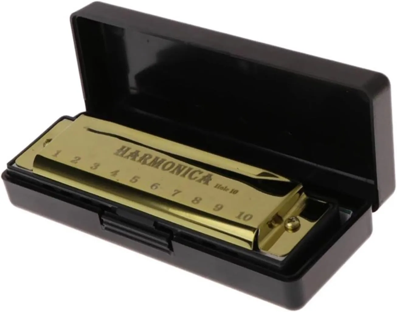 Professional 10 Holes Key Of C Blues Harmonica(Gold)