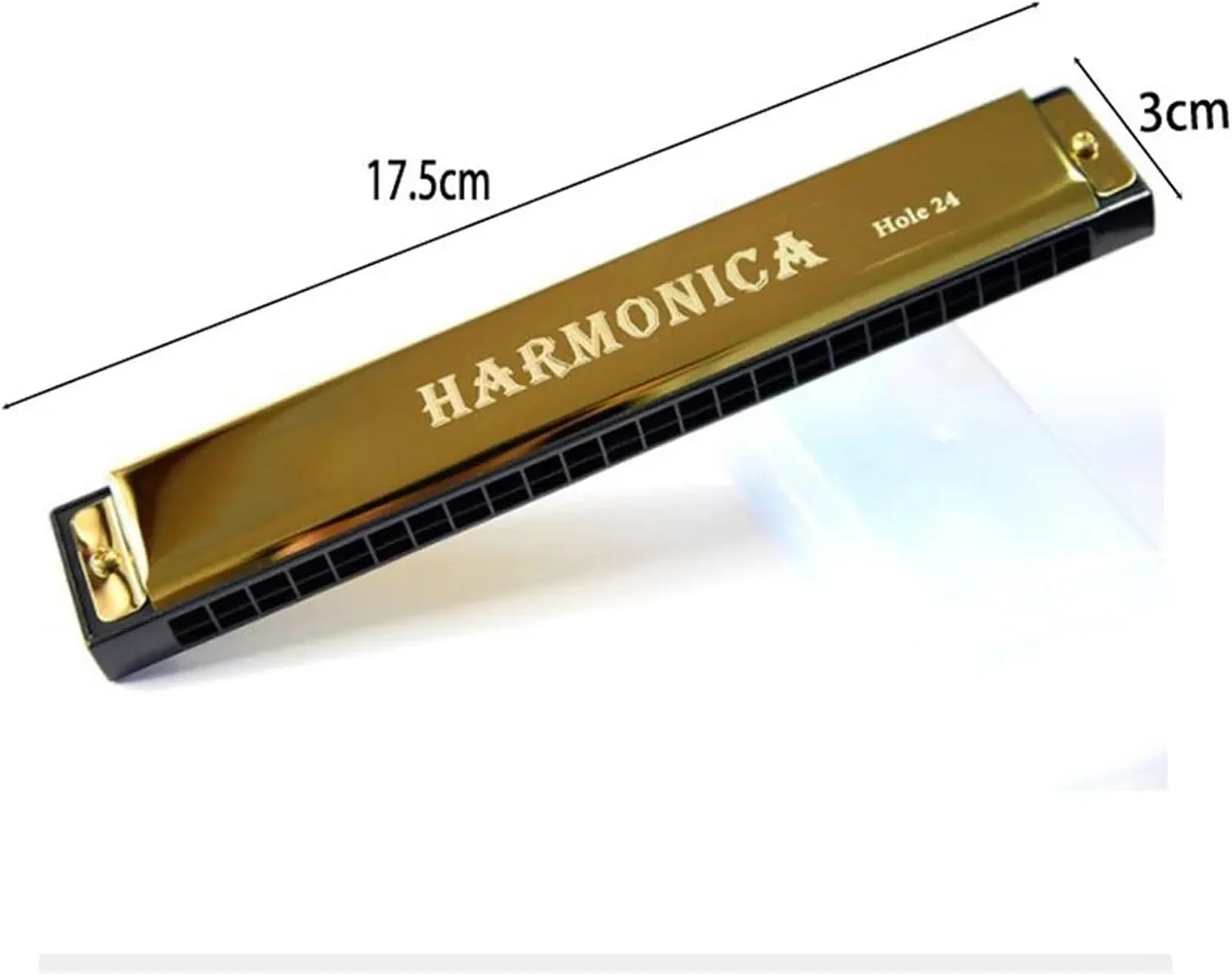Professional 24 Hole Harmonica For Beginners With Case(Gold)