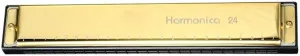 Professional Beginners Adults 24 Hole 48 Tone Silver Harmonica Half Scale(Gold)