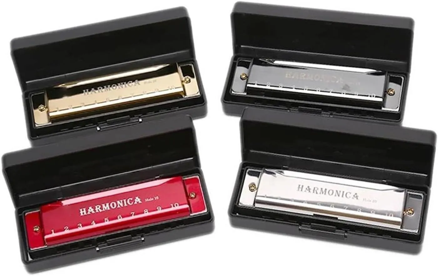 Professional Performance 10 Hole Harmonica Copper Core Resin C Key(Gold)