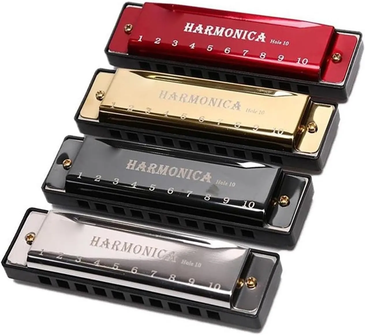 Professional Performance 10 Hole Harmonica Copper Core Resin C Key(Gold)