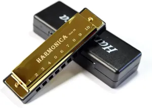 Professional Performance 10 Hole Harmonica Copper Core Resin C Key(Gold)