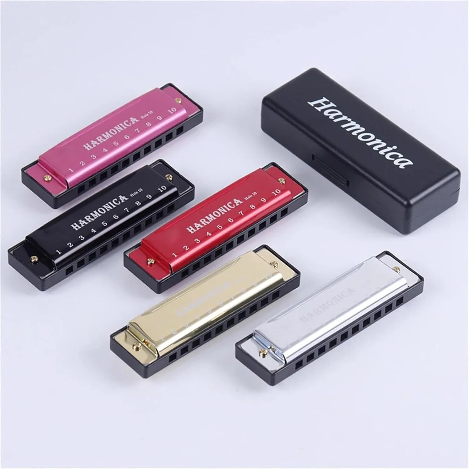 Professional Performance 10 Hole Harmonica Copper Core Resin C Key(Gold)