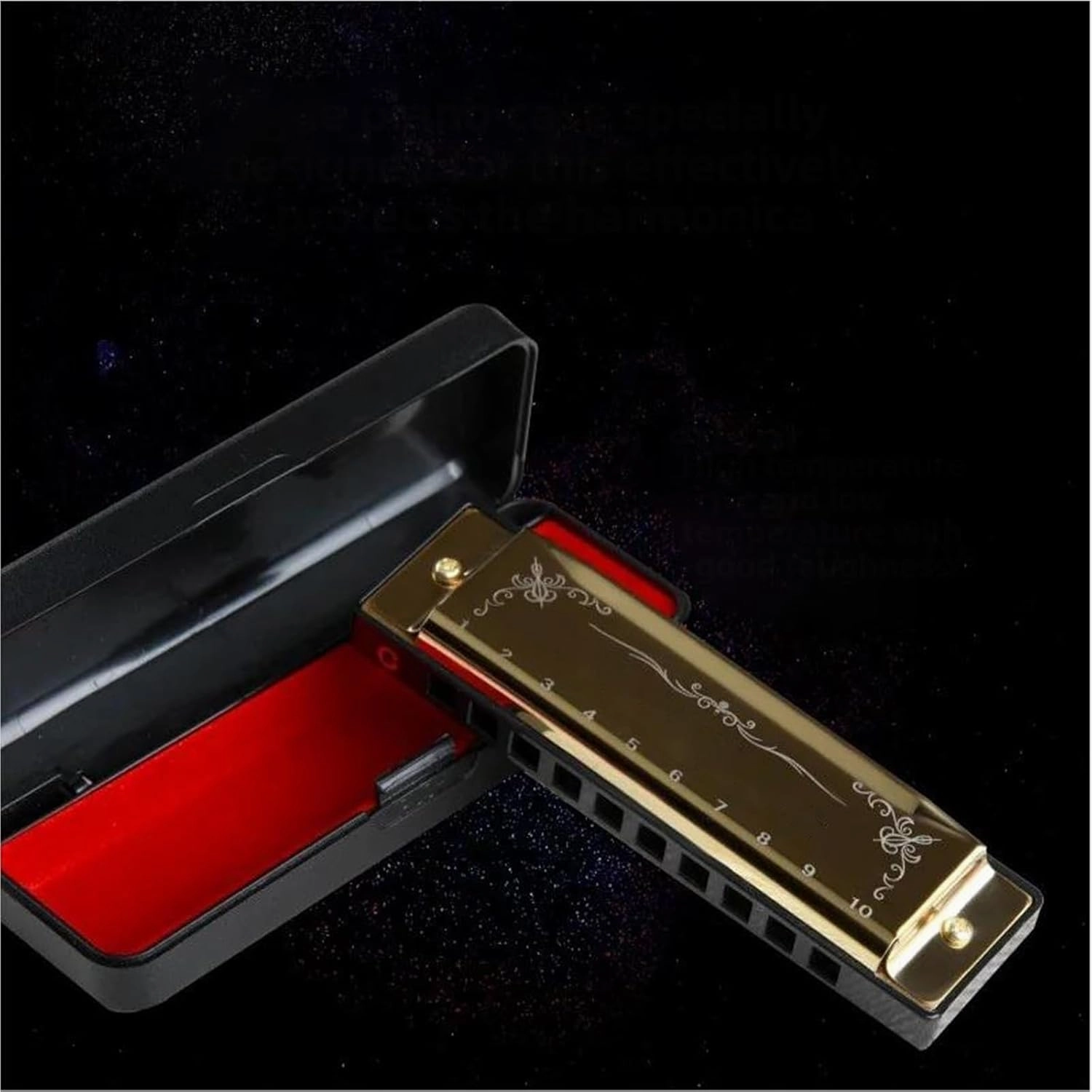 Professional 10 Hole C Keyed Blues Harmonica Diatonic Scale(Gold)