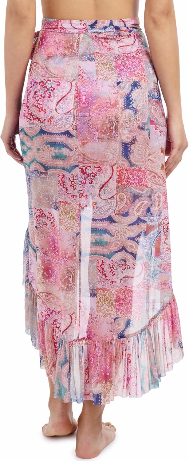 Profile by Gottex Karma Women’s Multi High Low Wrap Skirt Swim Cover Up Paisley Print with Ruffle Details Swim Essential