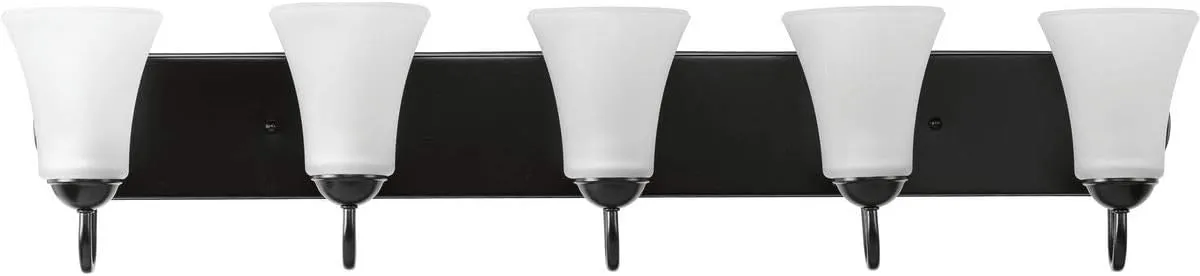 Progress Lighting Classic Collection 5-Light Etched Glass Traditional Bath Vanity Light Matte Black
