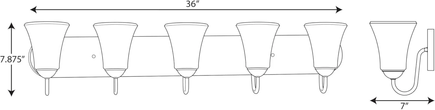 Progress Lighting Classic Collection 5-Light Etched Glass Traditional Bath Vanity Light Matte Black