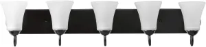 Progress Lighting Classic Collection 5-Light Etched Glass Traditional Bath Vanity Light Matte Black
