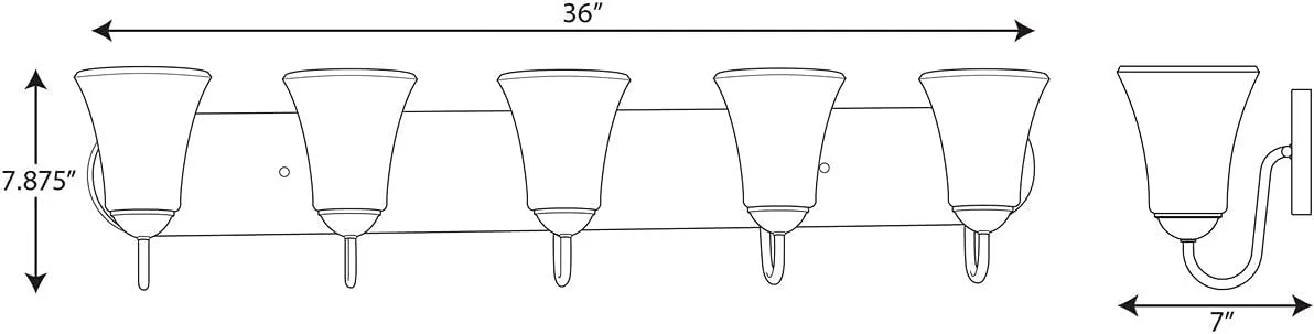 Progress Lighting Classic Collection 5-Light Etched Glass Traditional Bath Vanity Light Matte Black