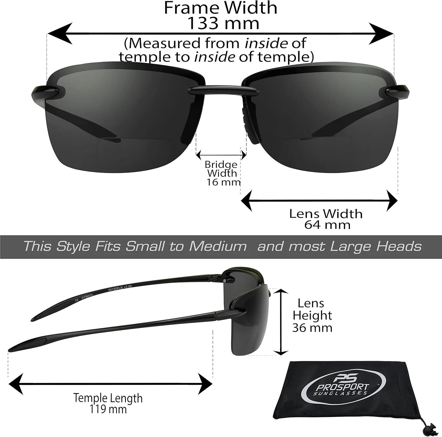 proSPORT Polarized Bifocal Reading Sunglasses | Fishing Golf |Men & Women | Modern Sporty Light & Comfortable
