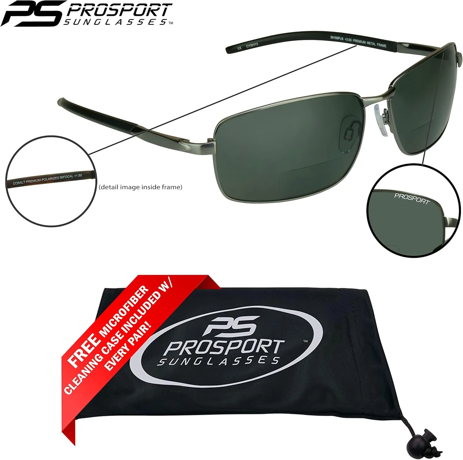 proSPORT Polarized Bifocal Sunglasses Men Women Fishing Anti Glare Metal