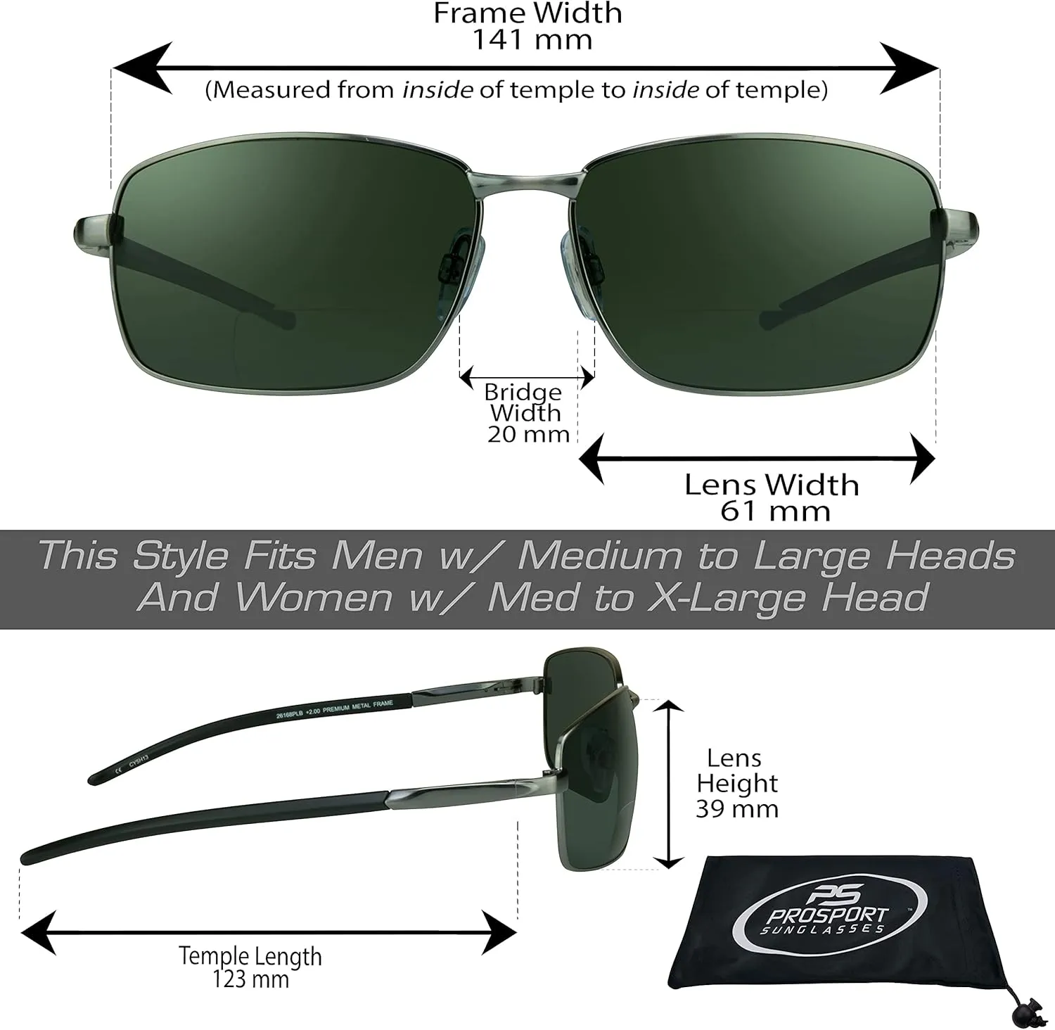 proSPORT Polarized Bifocal Sunglasses Men Women Fishing Anti Glare Metal