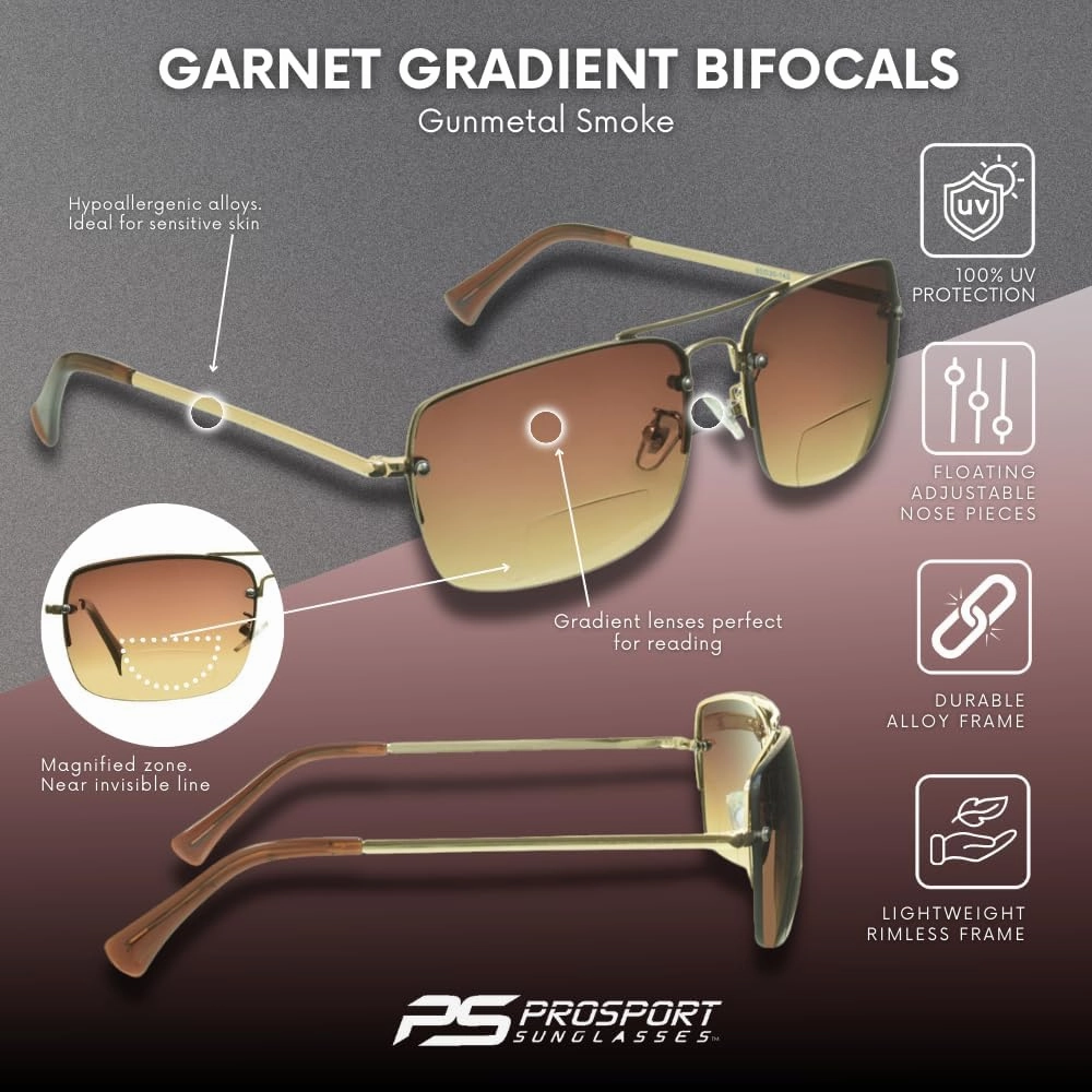 proSPORT Gradient Bifocal Sunglasses for Men Women Aviator Tinted Readers
