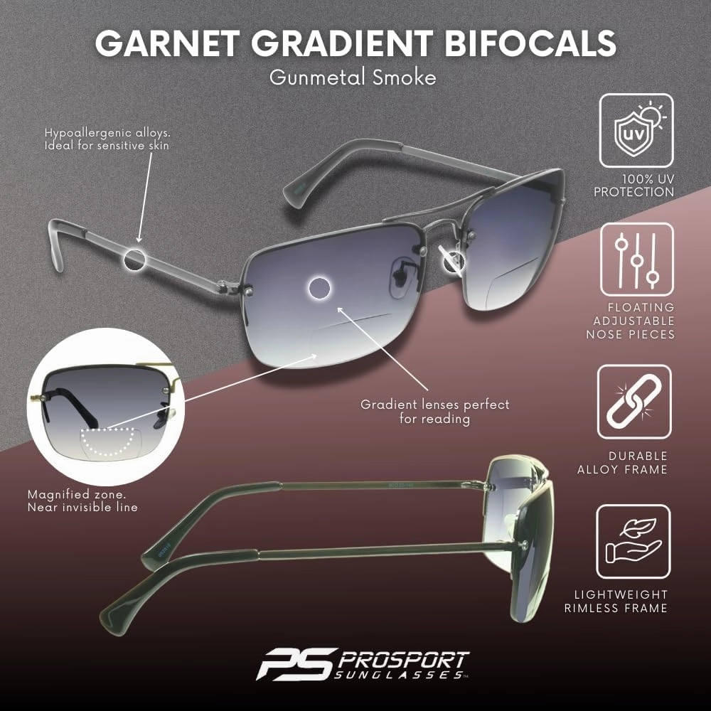 proSPORT Gradient Bifocal Sunglasses for Men Women Aviator Tinted Readers