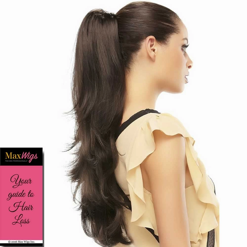 Provocative Ponytail Color 12 Coffee Cake Easihair Hairpieces 14" - 20" Length Reversible Claw Clip Attachment Synthetic Wavy Layered Pony Clip On Bundle MaxWigs Hairloss Booklet