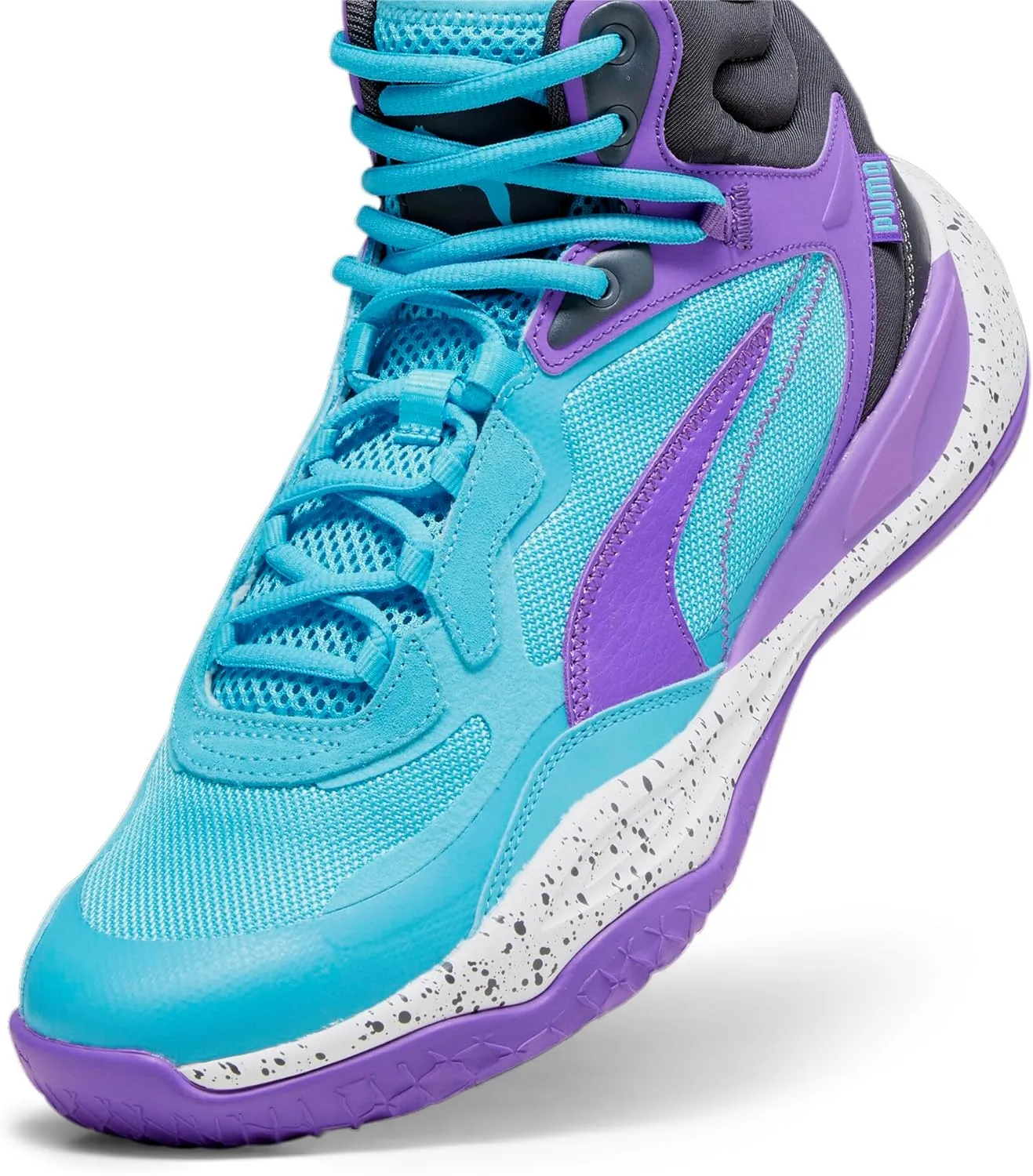 PUMA Men's Playmaker Pro Basketball Shoes, Jet Black-White, 9