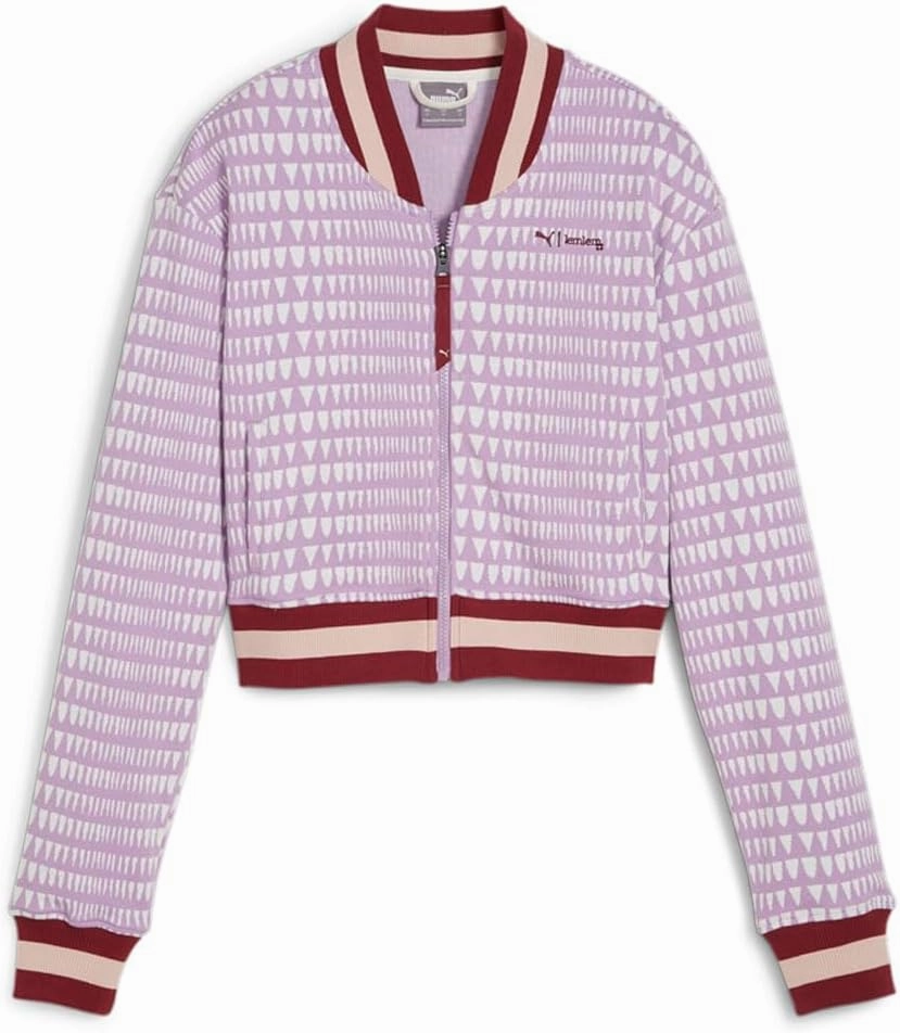 PUMA Womens Cropped Jacket X Lemlem Athletic Outerwear Casual Full Zip Lightweight - Purple - Size S