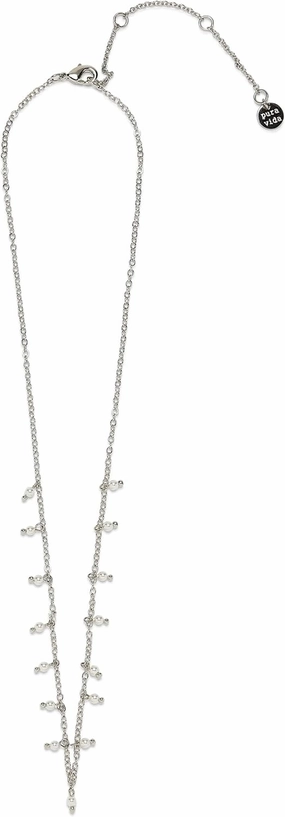 Pura Vida 14" Silver or Rose Gold Hanging Pearl Beaded Choker Necklace - Statement Necklace with Synthetic Pearls - Necklace for Women, Necklaces for Ladies, Boho Jewelry for Women - 3" Extender