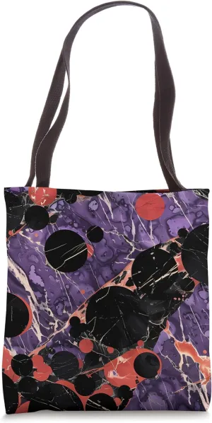 Purple Abstract Polka Dots with Bizarre Red Black Natural Tote Bag
